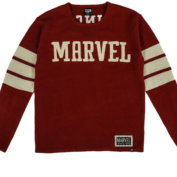 Heroes & Villains Marvel Logo Red Varsity Sweater NWT - Picture 6 of 15
